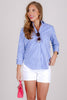 Foxcroft Margie White & Blue Gingham 3/4 Sleeve Blouse