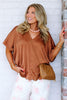 Haley Brown Dotted Short Sleeve Top
