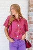 Go Your Own Way Plum Striped Short Sleeve Top