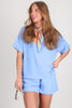 On The Go Cornflower Short Sleeve Shorts Set