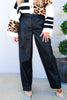 Tribal Front Fly Faux Leather Barrel Pant