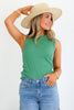 Sanctuary Ribbed Ruched Green Juice Tank