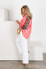 Once In A Lifetime Red Gingham & Leopard Long Sleeve Blouse