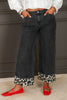 Don't Go Denim Black Wide Leg Cheetah Cuff Pant