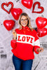 Z Supply Red Love Oversized Long Sleeve Sweatshirt
