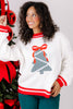 Christmas Tree White Patchwork Long Sleeve Sweater