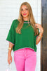 Parting Ways Pine Short Sleeve Sweater