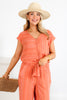 Tribal Tie Front Guava Blush Short Sleeve Blouse