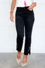 Just Black Bow Hem Black Denim Straight Leg Jean