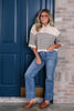 City Sidewalk Ecru Short Sleeve Sweater