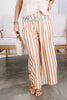 Savannah Latte Striped Pleated Wide Leg Pant