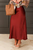 Feels Like Fate Sienna Satin Midi Skirt