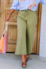 Olivia High Rise Drawstring Eucalyptus Cropped Wide Leg Jean