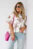 Tour The Town Cream Beige Floral Short Sleeve Top