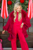 Lauren Faux Fur Fuchsia Poncho