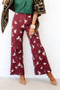 Mallard Printed Burgundy Wide Leg Jean