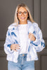 Molly Bracken Blue Faux Fur Long Sleeve Jacket