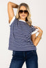 Erica Navy Stripe Cap Sleeve Tee