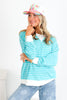 Meet You There Turquoise Striped Long Sleeve Pullover