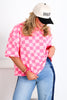 Proving Point Hot Pink Checkered Short Sleeve Top