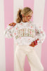 Queen Of Sparkles Holly Print Jolly Mock Neck Sweatshirt