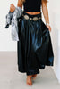 Emily McCarthy Dotty Black Faux Leather Maxi Skirt