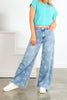 Odessa Floral Light Indigo Wide Leg Jean
