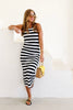 Tribal Sleeveless Black & White Sleeveless Midi Dress