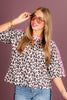 New Start Hot Pink & Cream Leopard Short Sleeve Top