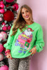 Queen Of Sparkles Shopping Santa Bright Green Long Sleeve Sweatshirt