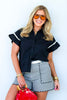 Pricilla Black Short Sleeve Top