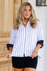 Foxcroft Agnes White & Black Dotted 3/4 Sleeve Blouse
