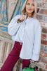 Piper Chambray Striped Button Down Long Sleeve Top