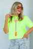 TWT® Allie Neon Green Short Sleeve Top