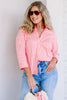 Foxcroft Margie White & Peach Gingham 3/4 Sleeve Blouse
