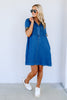 Elle Dark Denim Short Sleeve Mini Dress