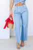 Tribal Audrey Baja Blue Pleated Wide Leg Jean
