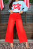 Aster Tomato Red Corduroy Wide Leg Pant