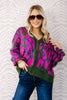 DOORBUSTER Fierce as Night Hunter Green Animal Print Long Sleeve Sweater