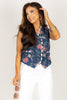 Katie Floral Light Denim Vest