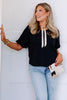 Delphine Black Short Sleeve Blouse