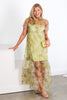 Ellery Green Multi Organza Short Sleeve Maxi Dress