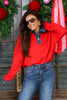 Shauna Red & Denim Long Sleeve Sweater