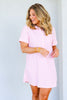 Getting Away Dark Pink Striped Short Sleeve Mini Dress