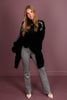 MITCHIE'S Mindy Black & Grey Fox Fur Striped Cardigan