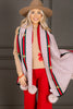 DOORBUSTER Mitchie's Donny Pink Woven with Fox Pompom Scarf