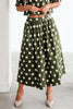 Jessa Olive Polka Dot Midi Skirt