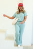 Sadie Dusty Green Wide Leg Pant Set