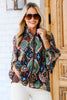 Lean on Me Brown Mix Abstract Print Long Sleeve Blouse