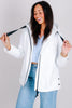 Tribal White Zip Front Long Sleeve Rain Jacket
